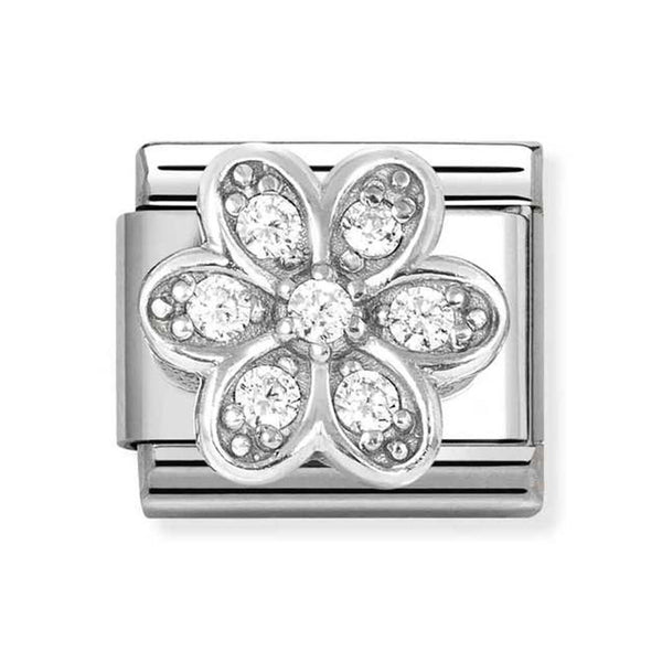 Nomination Composable Symbols Daisy in Steel, Cubic Zirconia and Silver 925