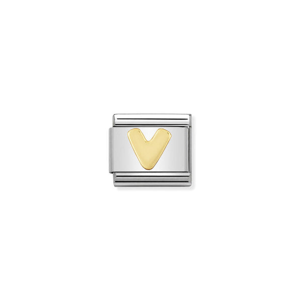 Nomination Composable Classic Link Letter V in 18k gold