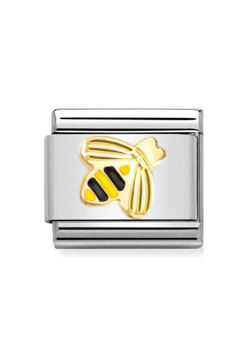 Nomination Composable Classic SYMBOLS DIAMOND CUT BEE in Steel, Enamel and 18k Gold
