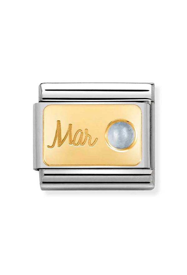 Nomination Composable Classic Link March Aquamarine in 18k Gold