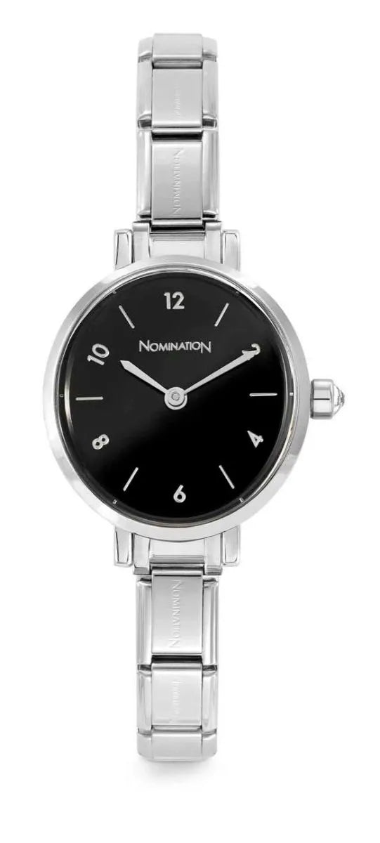 Ladies Nomination Paris Oval Black Dial Bracelet Watch Stainless Steel