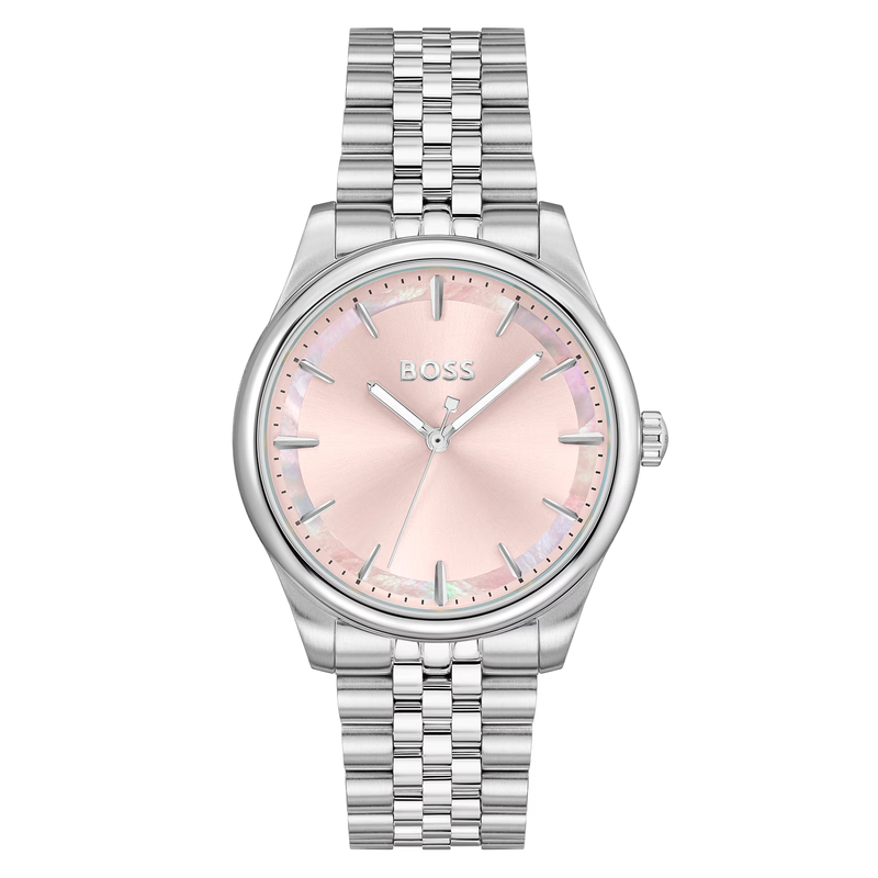 BOSS Ladies Graceful Pink Dial Bracelet Watch Stainless Steel