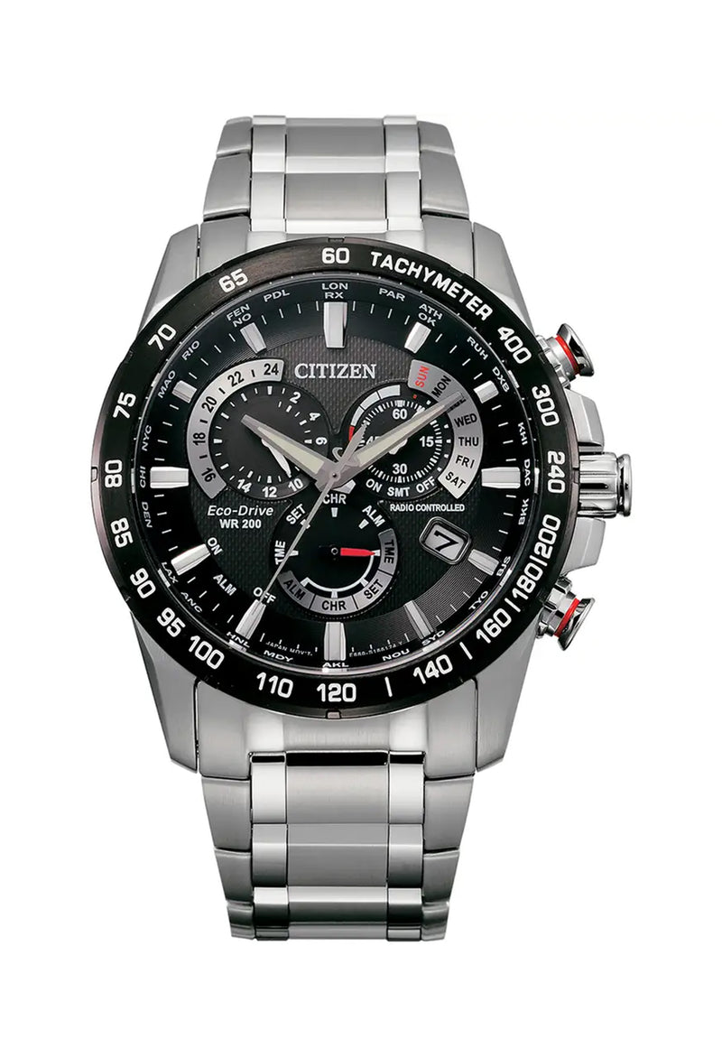 Citizen Gents Eco-Drive Black Dial Perpetual Chronograph Bracelet Watch