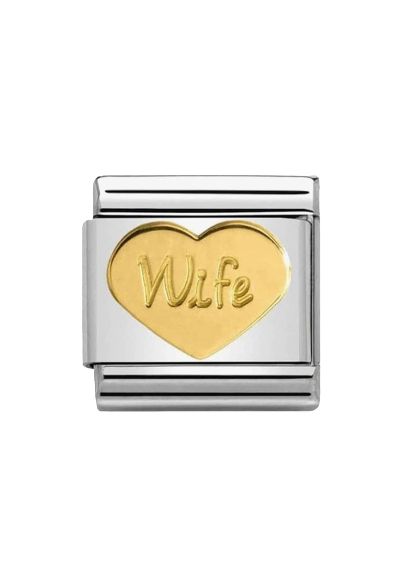 Nomination Composable Classic Link SYMBOLS Wife HEART in Steel & 18k Gold