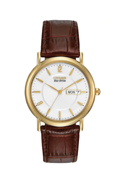 Citizen Gents Eco-Drive Day/Date White Dial Strap Watch