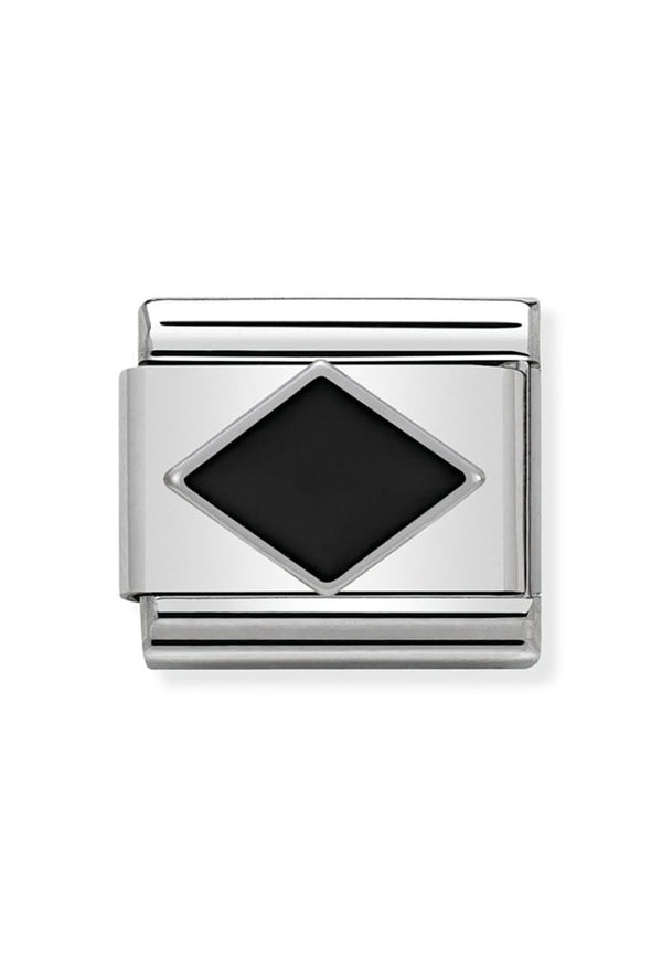 Nomination Composable Classic Link SYMBOLS Black Rhombus in Stainless Steel, Enamel & Silver 925