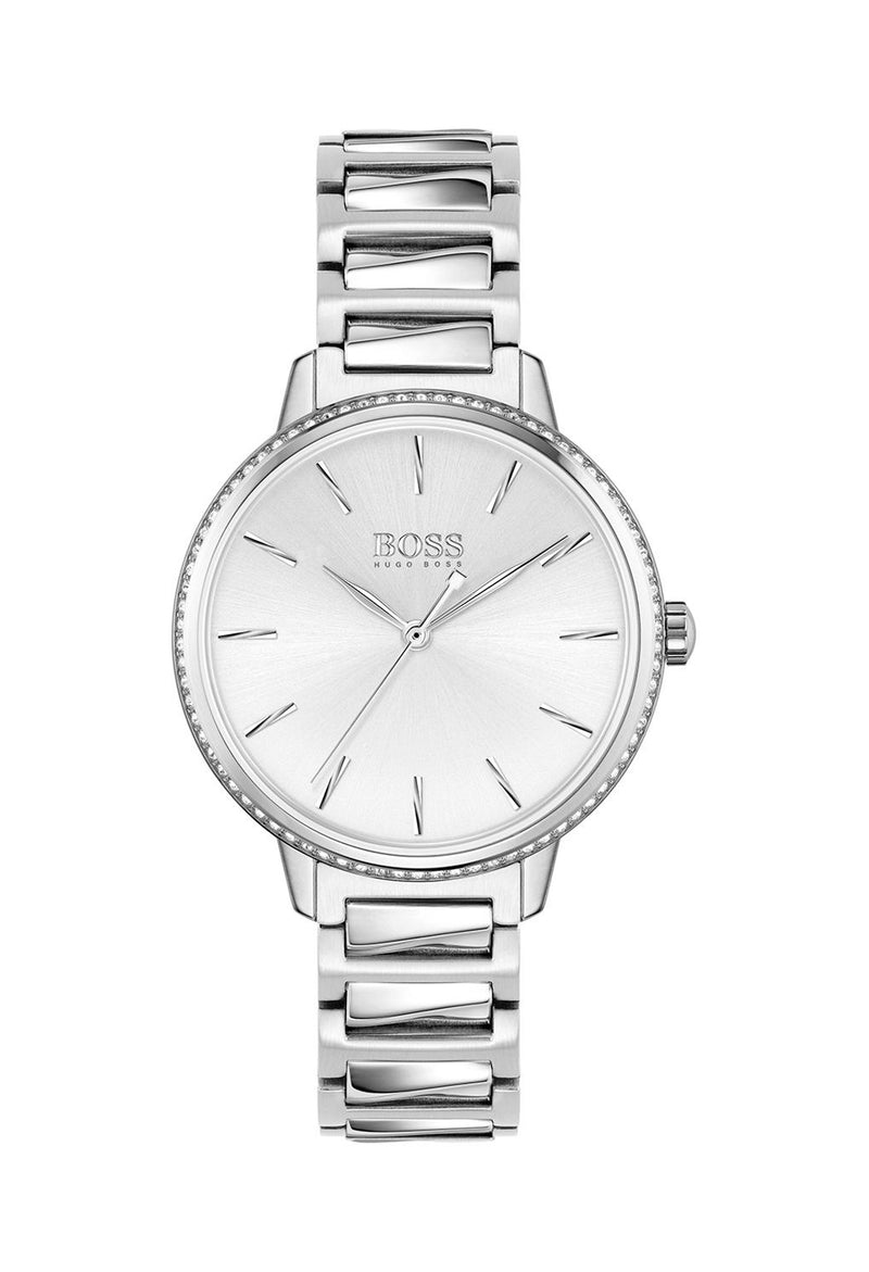Ladies BOSS Signature Silver Dial Bracelet Watch Stainless Steel
