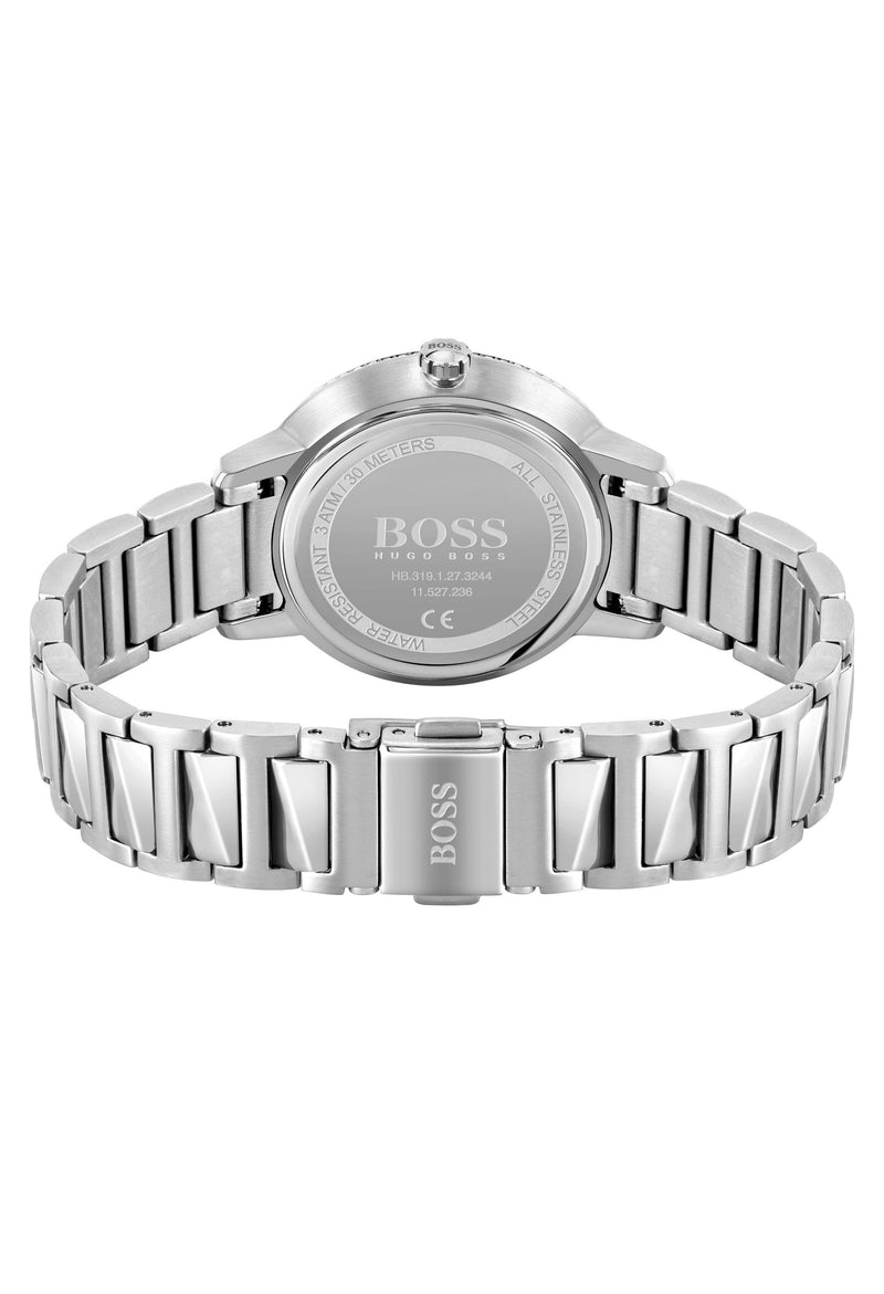 Ladies BOSS Signature Silver Dial Bracelet Watch Stainless Steel