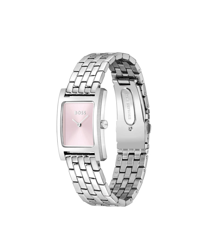 BOSS Ladies Lucy Pink Dial Bracelet Watch Stainless Steel