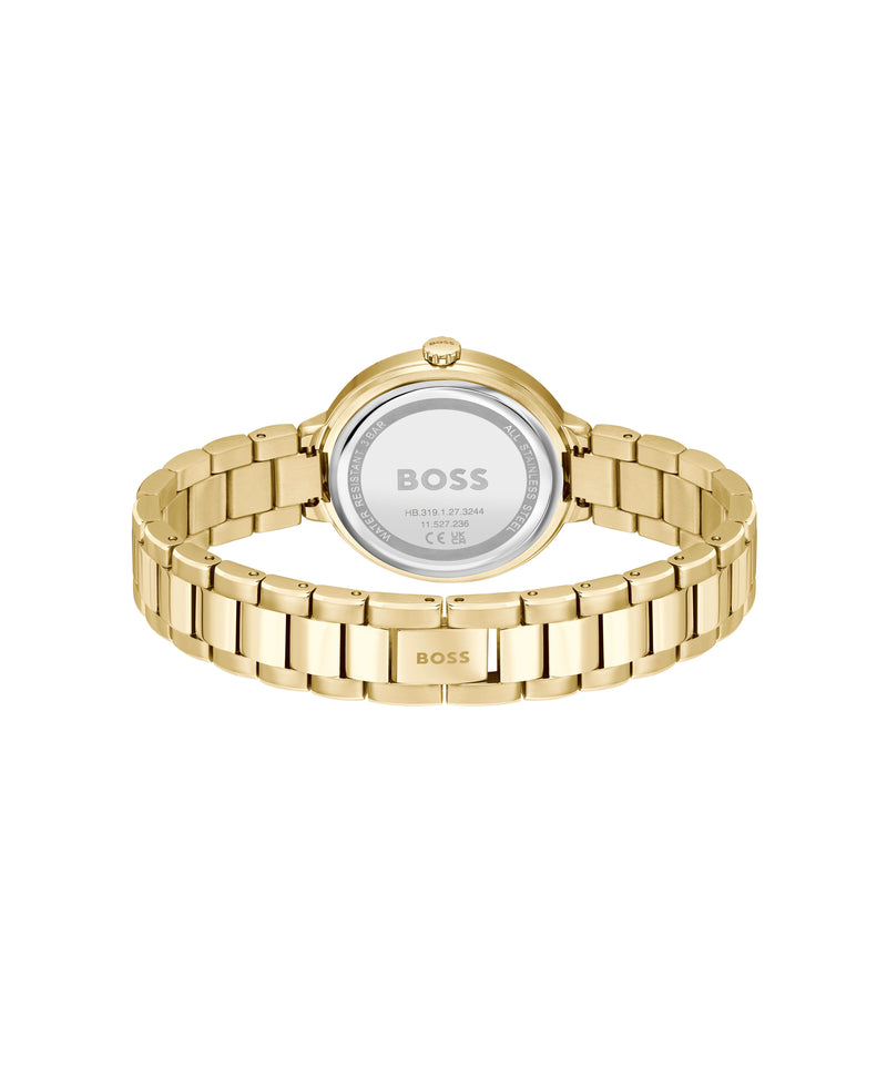 BOSS Ladies Sena Silver Dial Bracelet Watch Gold Plated