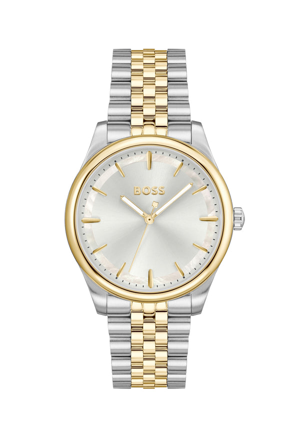 BOSS Ladies Graceful Silver Dial Bracelet Watch Stainless Steel/Gold Plated