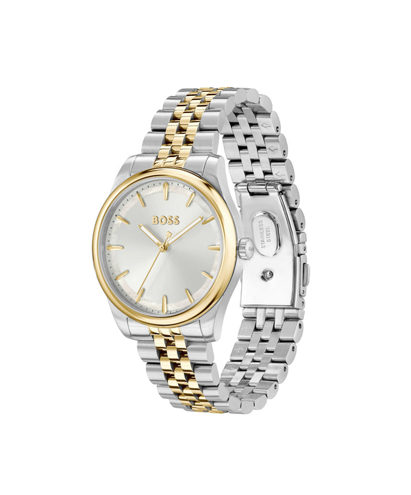 BOSS Ladies Graceful Silver Dial Bracelet Watch Stainless Steel/Gold Plated