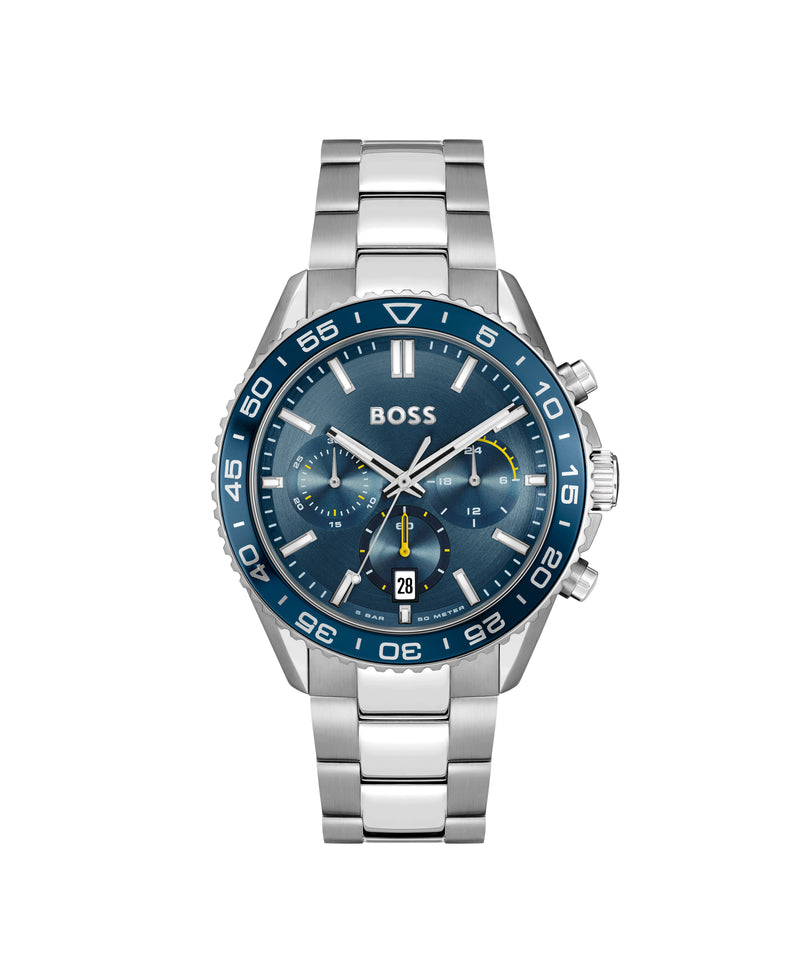 BOSS Mens Runner Blue Chronograph Dial Bracelet Watch Stainless Steel