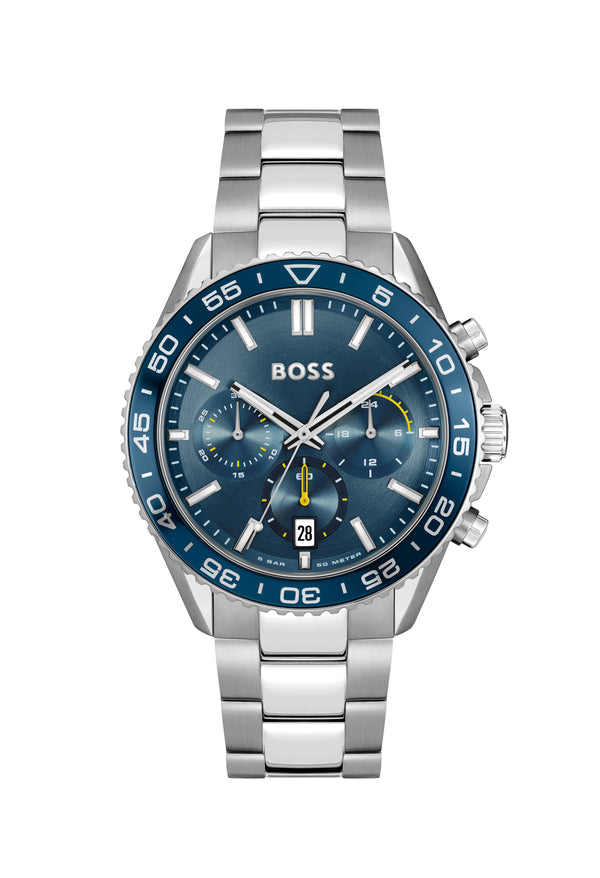 BOSS Mens Runner Blue Chronograph Dial Bracelet Watch Stainless Steel