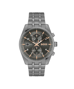 BOSS Mens Skytraveller Grey Dial Bracelet Watch Grey IP