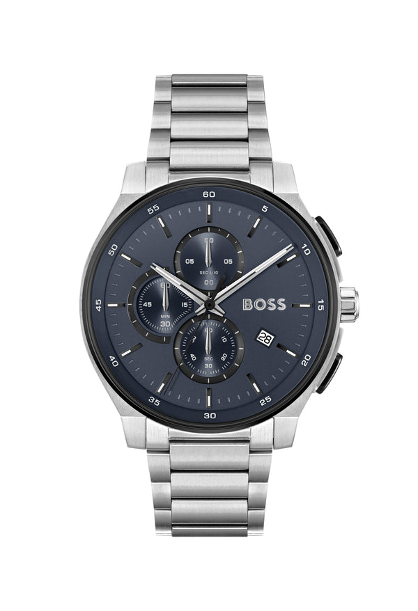 BOSS Mens Peak 2.0 Blue Chronograph Dial Bracelet Watch Stainless Steel