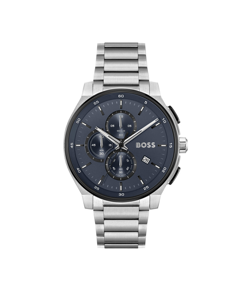 BOSS Mens Peak 2.0 Blue Chronograph Dial Bracelet Watch Stainless Steel