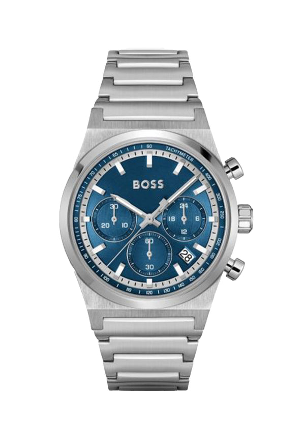 BOSS Mens Candor Chronograph Blue Dial Bracelet Watch Stainless Steel