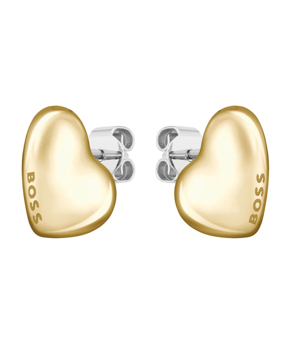 BOSS Honey Heart Stud Earrings in Gold Plated Stainless Steel