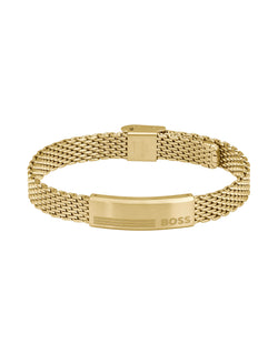 BOSS Mens Alen Mesh Bracelet Gold Plated Stainless Steel *