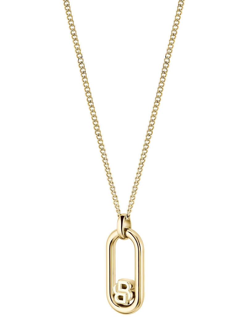 BOSS Double B Pendant in Gold Plated Stainless Steel