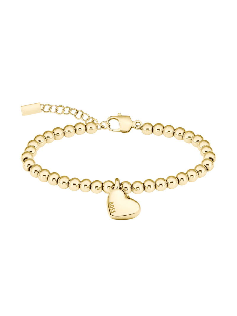 BOSS Honey Beads Heart Bracelet in Gold Plated Stainless Steel *