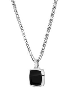 BOSS Mens Odell Square Pendant Black and Stainless Steel