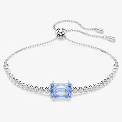 Swarovski Matrix Mixed Cuts Blue & White Bracelet Rhodium Plated