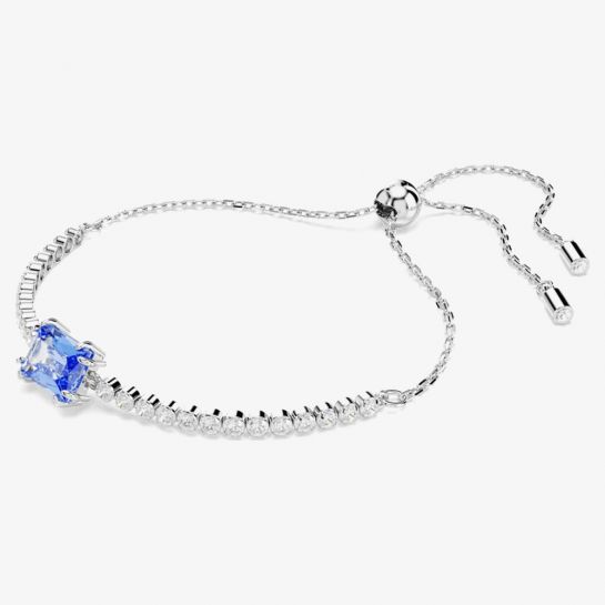 Swarovski Matrix Mixed Cuts Blue & White Bracelet Rhodium Plated