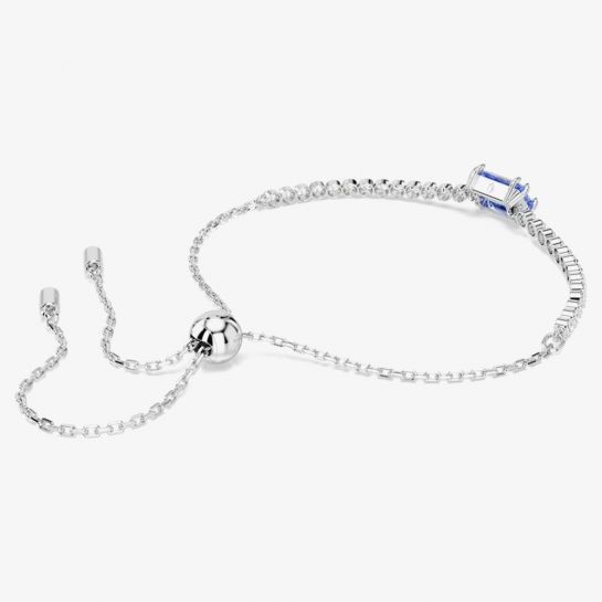 Swarovski Matrix Mixed Cuts Blue & White Bracelet Rhodium Plated