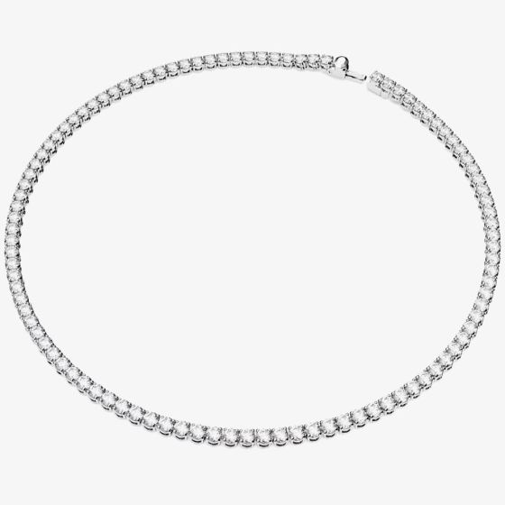 Swarovski Matrix Tennis Necklace Rhodium Plated