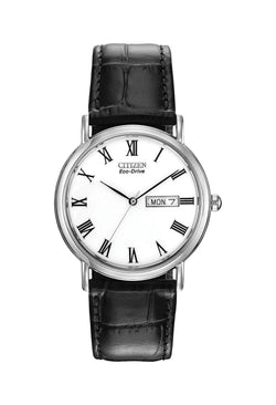 Citizen Gents Eco-Drive Day/Date White Dial Strap Watch