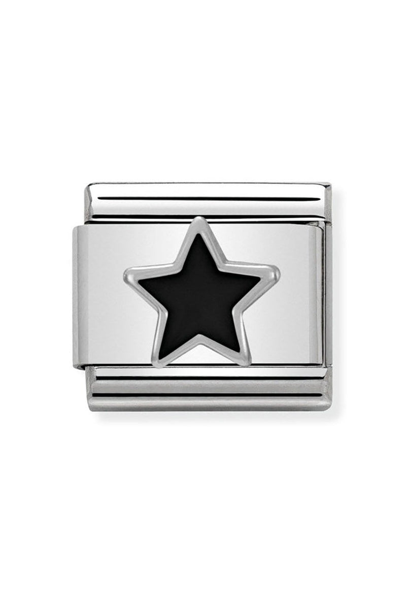 Nomination Composable Classic Link SYMBOLS Black Star in Stainless Steel Enamel & Silver 925