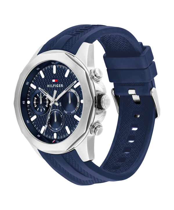 Tommy Hilfiger Mens Lars Blue Chronograph Dial Silicone Strap Watch