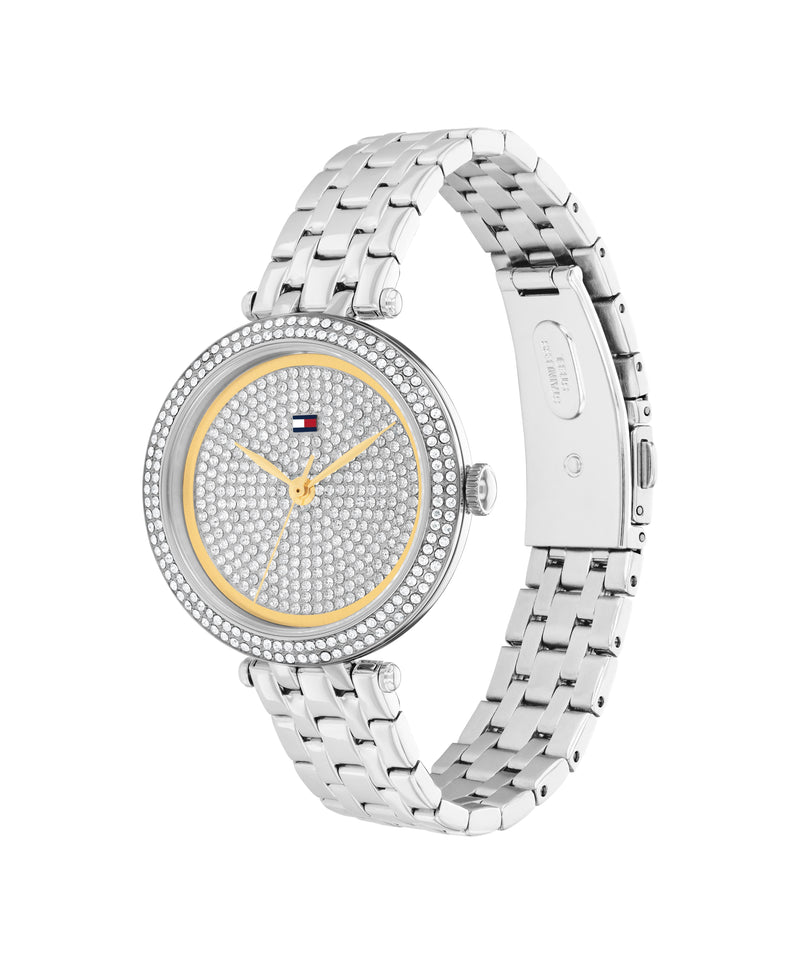 Tommy Hilfiger Ladies Natalie Pave` Crystal Dial Bracelet Watch Stainless Steel