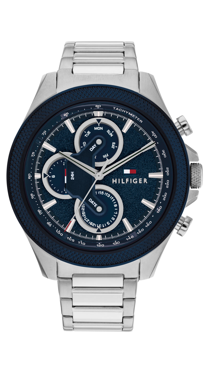 Tommy Hilfiger Mens Clark Blue Dial Bracelet Watch Stainless Steel