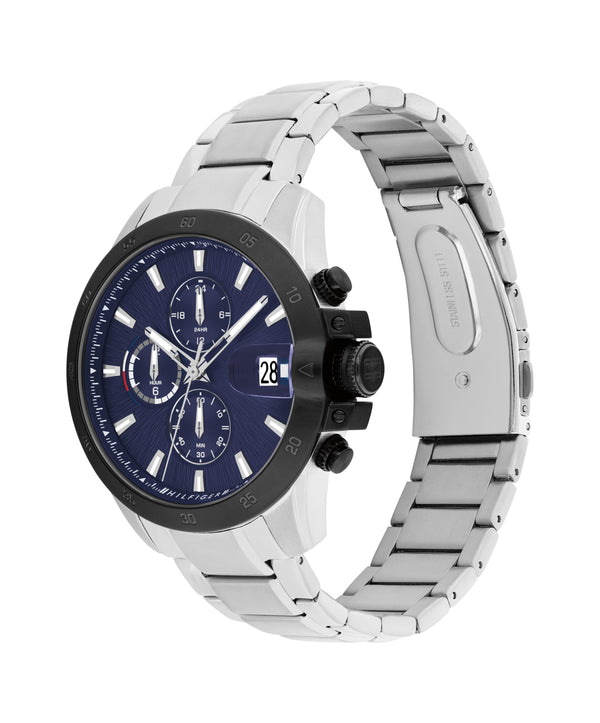 Tommy Hilfiger Mens Jason Blue Chronograph Dial Bracelet Watch Stainless Steel