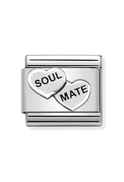 Nomination Composable Classic Link Oxidized Symbols Soul Mate Hearts in Stainless Steel and Sterling Silver