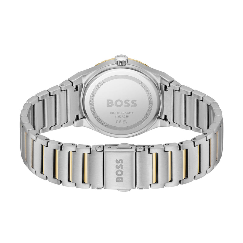 BOSS Ladies Candor Sport Silver Crystal Dial Bracelet Watch Stainless Steel/Gold Plated