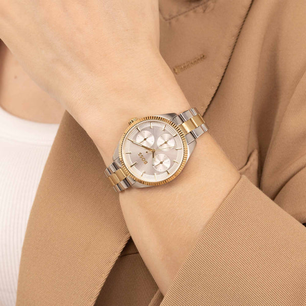 BOSS Ladies Sage Sport Silver Dial Bracelet Stainelss Steel / Gold Plated Watch