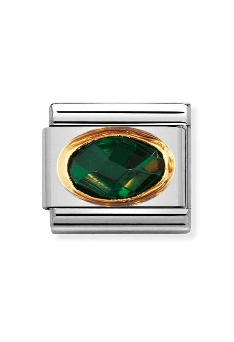 Nomination Composable Classic Link Faceted Emerald Green Cubic Zirconia in 18k gold