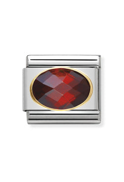 Nomination Composable Classic Link Faceted Cubic Zirconia Red in 18k gold