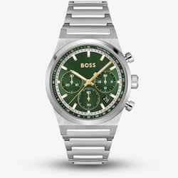 BOSS Mens Candor Chronograph Green Dial Bracelet Watch Stainless Steel