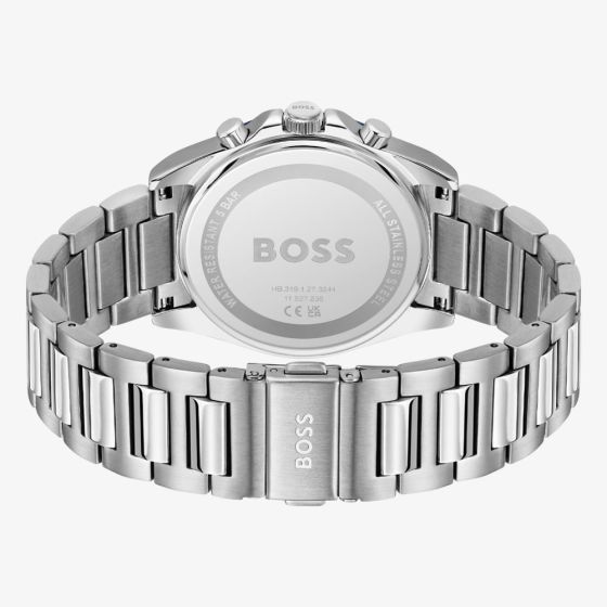 BOSS Mens Strike Chronograph Blue Lined Dial Bracelet Watch Stainless Steel