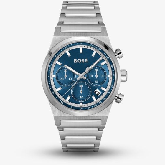 BOSS Mens Candor Chronograph Blue Dial Bracelet Watch Stainless Steel