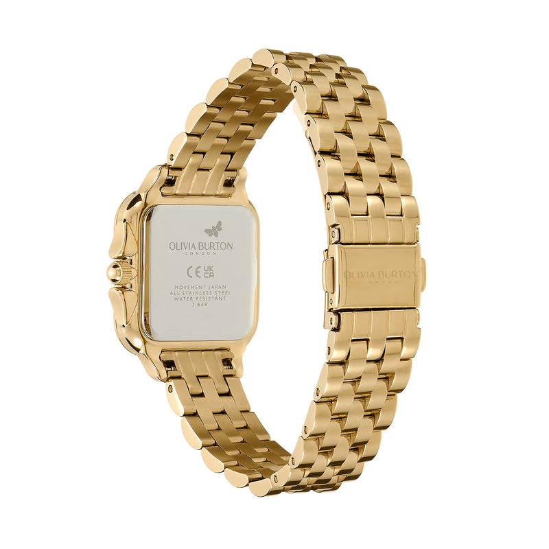 Women's Olivia Burton Grosvenor Square Gold Crystal Dial Bracelet Watch Gold Plated