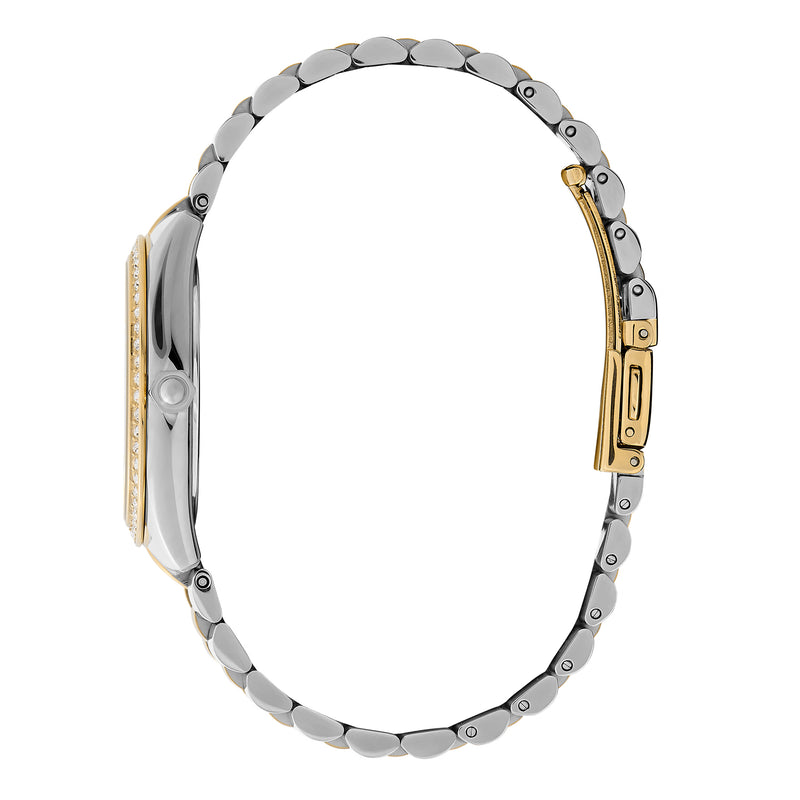 Olivia Burton Ladies Green Dial Crystal Bejewelled Bracelet Watch Stainless Steel & Gold Plated