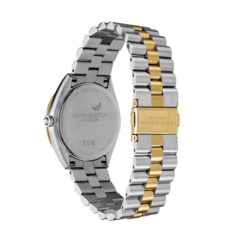 Olivia Burton Ladies Green Dial Crystal Bejewelled Bracelet Watch Stainless Steel & Gold Plated