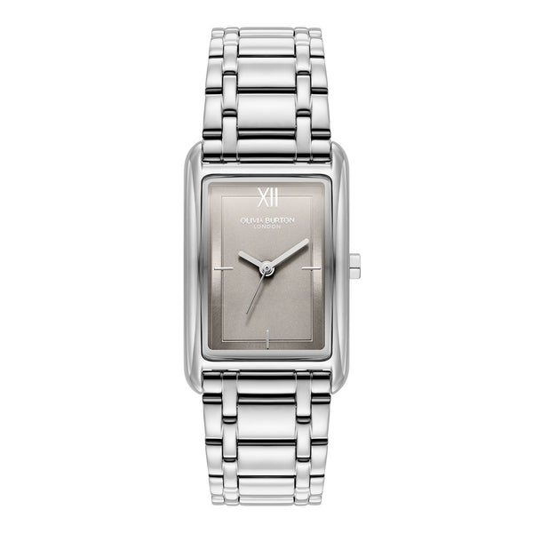 Olivia Burton Ladies Classics Grove Grey Tank Dial Bracelet Watch Stainless Steel