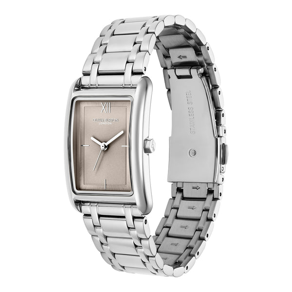 Olivia Burton Ladies Classics Grove Grey Tank Dial Bracelet Watch Stainless Steel